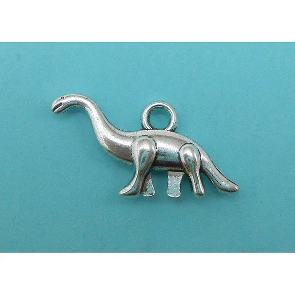10pcs Dinosaur Charms silver tone metal Brontosaurus for‎ jewelry making - Picture 2 of 6
